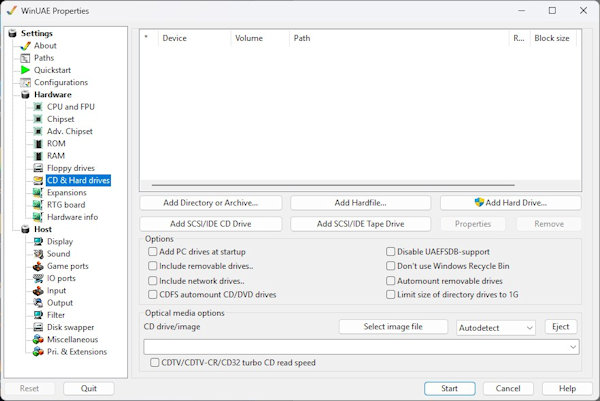 Empty hard drive configuration
