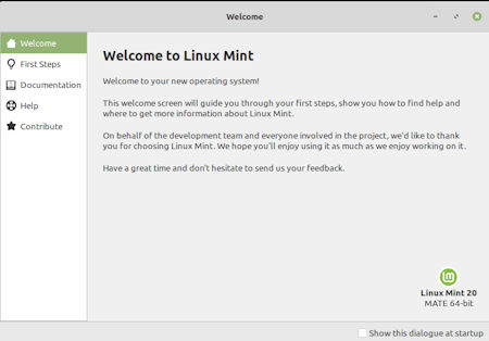Welcome to Linux Mint 20