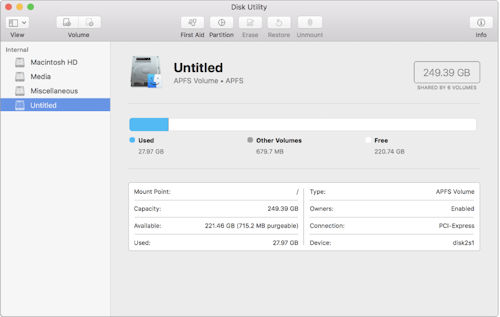 Disk Utilty Partitions