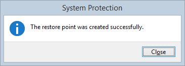 Restore point created