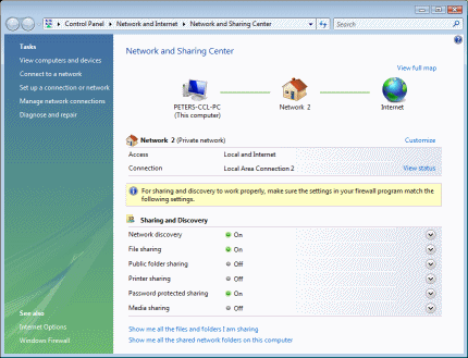 Network and Sharing Centre